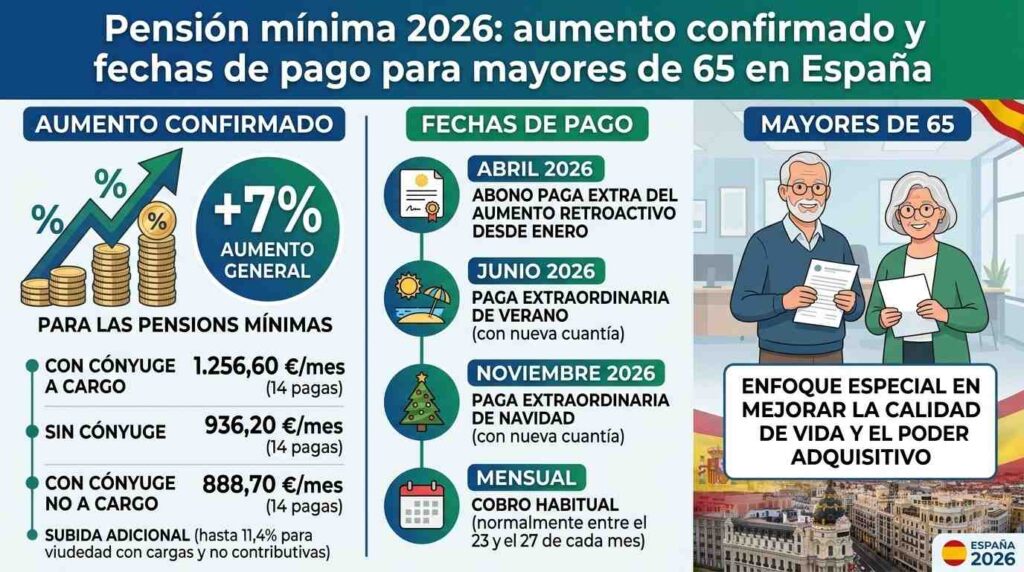Pensión mayores de 65: incremento y fechas en España